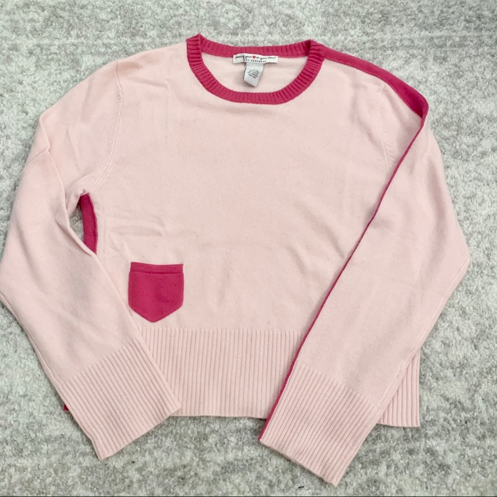 100% cashmere pretty in pink pocket sweater